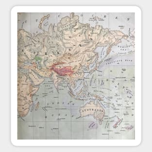 Europe and Asia, antique map 1800s Sticker